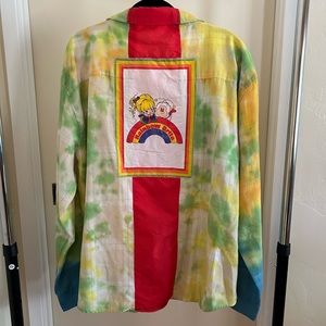 Upcycled Tie Dye Flannel Top in XXL